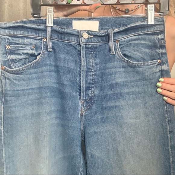 MOTHER Blue Straight-Leg Jeans with Rainbow Patch - Picture 4 of 5